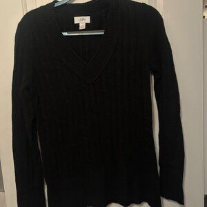 Black cable knit long sleeve v-neck Ann Taylor Loft sweater size Medium